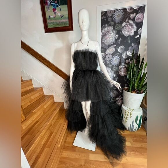 Anthropologie Morphine Fashion Strapless Tiered Tulle Asymmetric Gown/ size XS - Picture 9 of 17